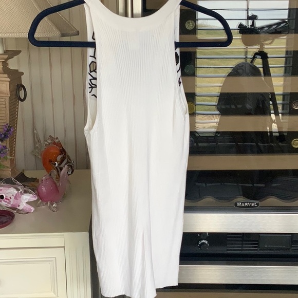 White House Black market white tank top with pretty black cut out design… - Picture 3 of 5